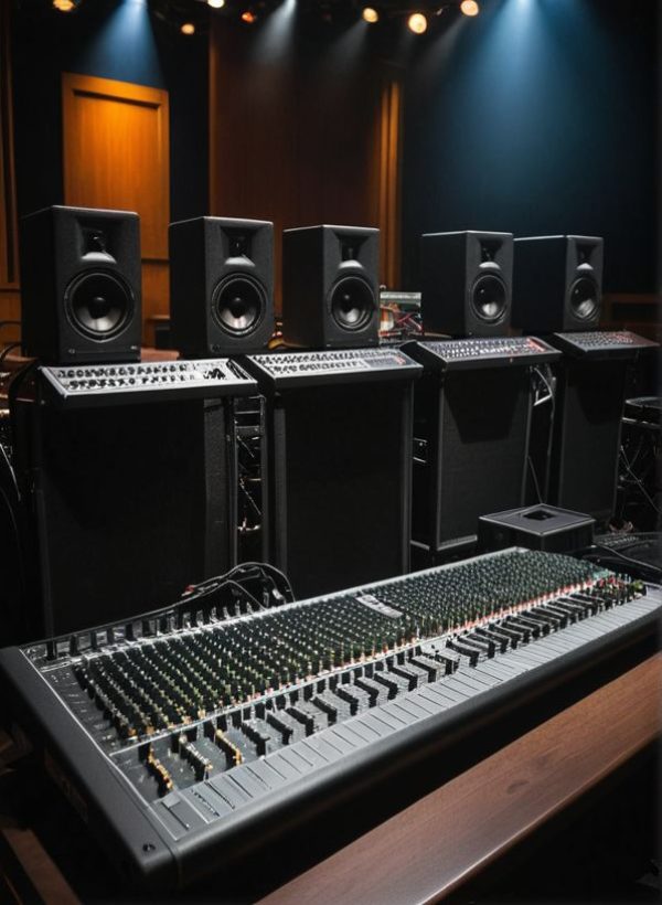 long office hallway tunnel view with gall doors on the sides